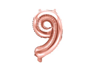 Foil Balloon Number ''9'', 35cm, rose gold