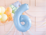 Foil Balloon Number ''6'', 72cm, light blue