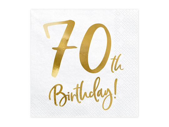 Napkins 70th Birthday, white, 33x33cm (1 pkt / 20 pc.)