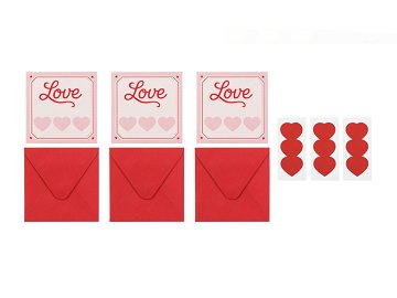 Love scratch card set, 12x12 cm, pink (1 pkt / 3 pc.)