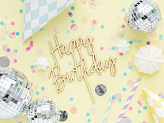 Wooden topper Happy Birthday, 16.5cm