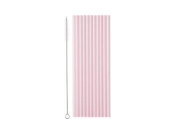 Plastic straws, 23 cm, pink (1 pkt / 12 pc.)