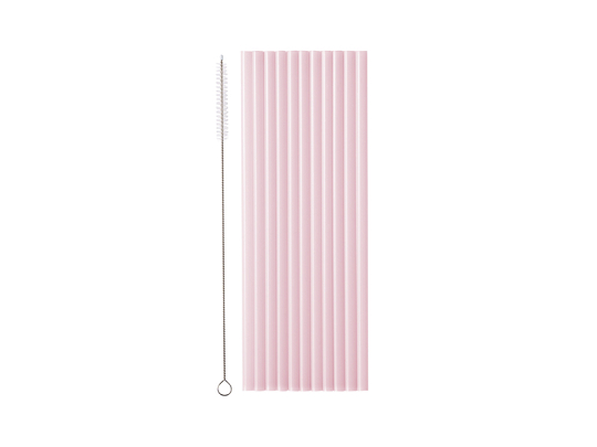 Plastic straws, 23 cm, pink (1 pkt / 12 pc.)