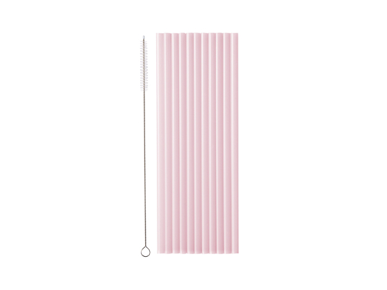 Plastic straws, 23 cm, pink (1 pkt / 12 pc.)