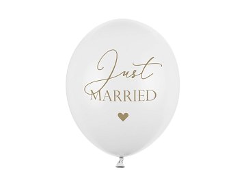 Balloons 30cm, Just Married, Pastel Pure White (1 pkt / 50 pc.)