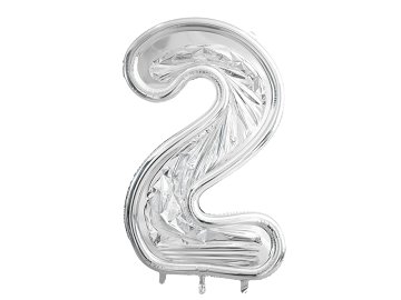 Number Frame '2' for Latex Balloons, 126cm, Silver