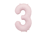 Foil Balloon Number ''3'', 86cm, light pink