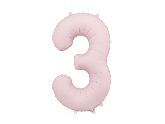 Foil Balloon Number ''3'', 86cm, light pink