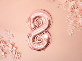Foil Balloon Number ''8'', 35cm, rose gold