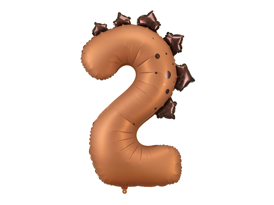 Foil balloon Number ''2'' Dinosaur, 92cm, mix