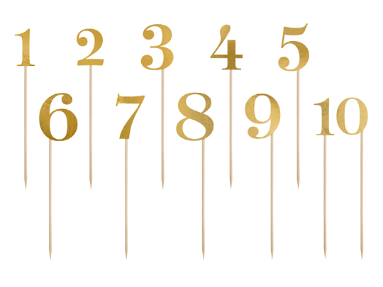 Table numbers, gold, 25.5-26.5cm (1 pkt / 11 pc.)