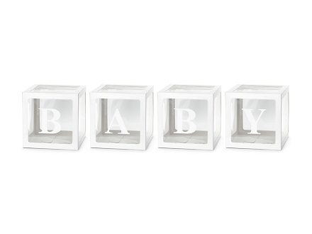 Balloon boxes BABY, 30x30 cm, white (1 pkt / 4 pc.)
