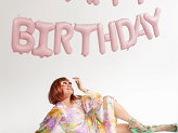 Foil Balloon Happy Birthday, 340x35cm, pink