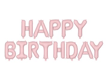 Foil Balloon Happy Birthday, 340x35cm, pink