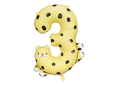 Foil Balloon Number 3 - Cheetah, 68x98 cm, mix
