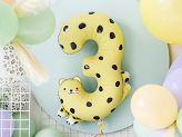 Foil Balloon Number 3 - Cheetah, 68x98 cm, mix