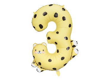 Foil Balloon Number 3 - Cheetah, 68x98 cm, mix