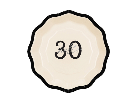 Paper plates ''Hello 30'', mix, 18 cm (1 pkt / 6 pc.)