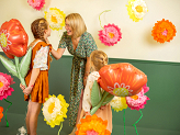 Tissuepaper decoration Flowers, 35 cm, mix (1 pkt / 3 pc.)