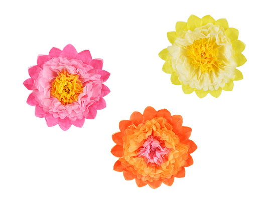 Tissuepaper decoration Flowers, 35 cm, mix (1 pkt / 3 pc.)