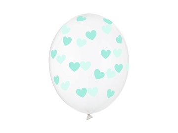 Balloons 30cm, Hearts, Crystal Clear (1 pkt / 6 pc.)