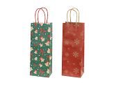 Gift bags Snowflakes and bells, 12.5x33.5x9 cm, red and green (1 pkt / 6 pc.)