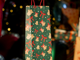 Gift bags Snowflakes and bells, 12.5x33.5x9 cm, red and green (1 pkt / 6 pc.)