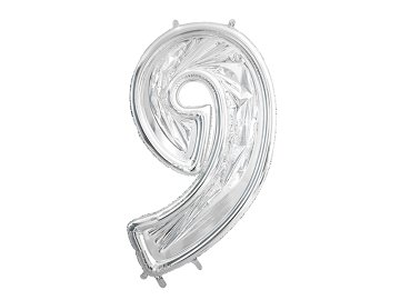 Number Frame '9' for Latex Balloons, 126cm, Silver