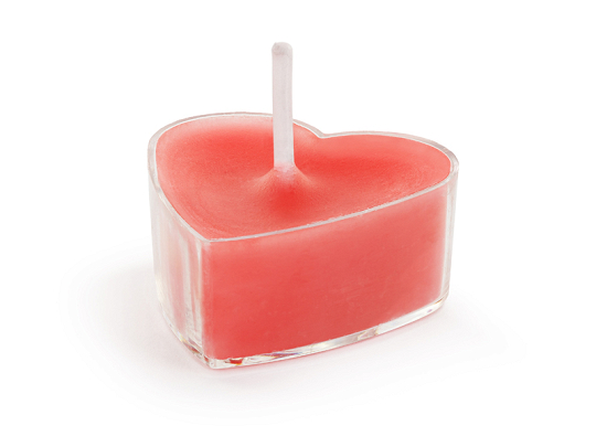 Heart-shaped tealight candles, 4 cm, red (1 pkt / 10 pc.)