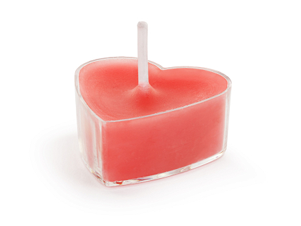 Heart-shaped tealight candles, 4 cm, red