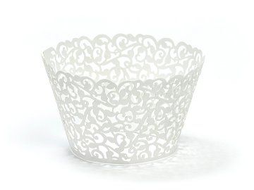 Cupcake wrappers, white, 5.5 x 8.5cm (1 pkt / 10 pc.)