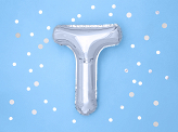 Foil Balloon Letter ''T'', 35cm, silver