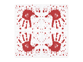 Napkins Bloody hand, 33x33 cm, white and red (1 pkt / 20 pc.)