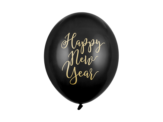 Balloons 30cm, Happy New Year, Pastel Black (1 pkt / 50 pc.)