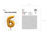 Foil Balloon Number ''6'', 86cm, gold