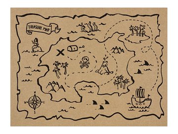 Paper placemats Pirates Party, 40x30cm (1 pkt / 5  / 30 pc.)