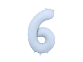 Foil Balloon Number ''6'', 86cm, misty blue