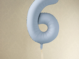Foil Balloon Number ''6'', 86cm, misty blue
