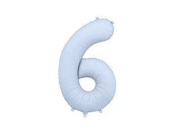 Foil Balloon Number ''6'', 86cm, misty blue