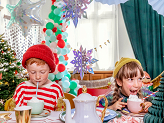 Party curtain - Christmas trees, silver, 100x245cm