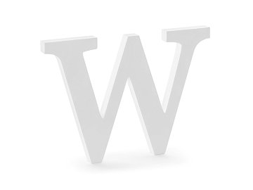 Wooden letter W, white, 26.5x19cm