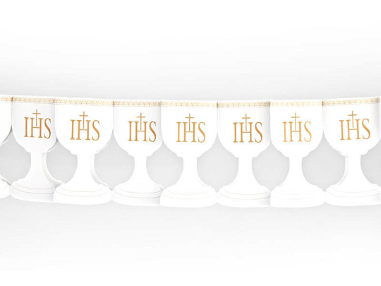 Paper garland IHS Chalice, white, 3m