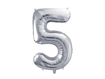 Foil Balloon Number ''5'', 72cm, silver