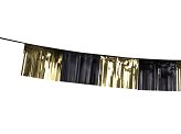Foil fringe garland, 300x25 cm, black and gold
