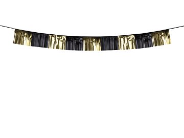 Foil fringe garland, 300x25 cm, black and gold