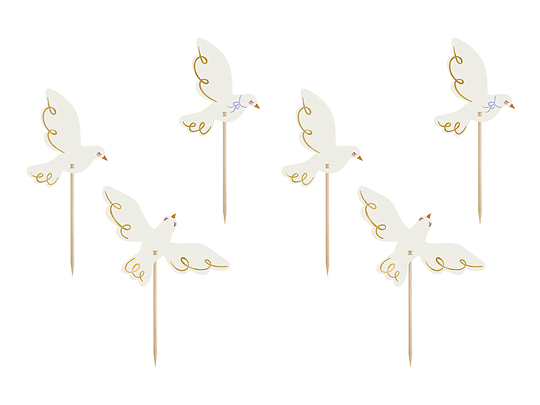 Cupcake toppers - Dove, 14.5 cm, mix (1 pkt / 6 pc.)