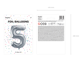 Foil Balloon Number ''5'', 86cm, silver