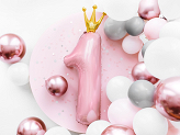 Foil Balloon Number ''1'', 37x100cm, light pink
