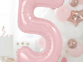Standing foil balloon Number ''5'' , 84 cm,  light pink