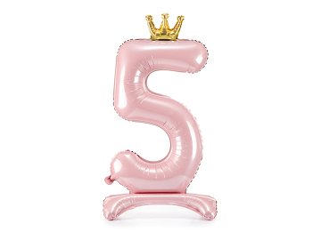Standing foil balloon Number ''5'' , 84 cm,  light pink